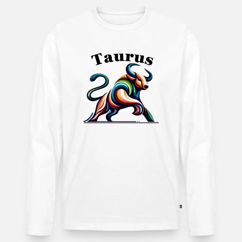 Stier Stier bunt - Männer Premium Bio Langarmshirt - Weiß