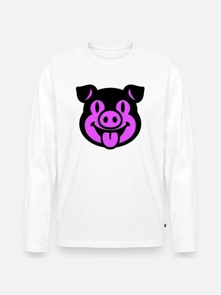 Piglet Pig Head - Men's Premium Organic Long Sleeve Shirt - white