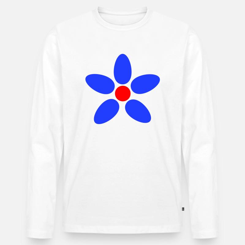 Blume - Männer Premium Bio Langarmshirt - Weiß