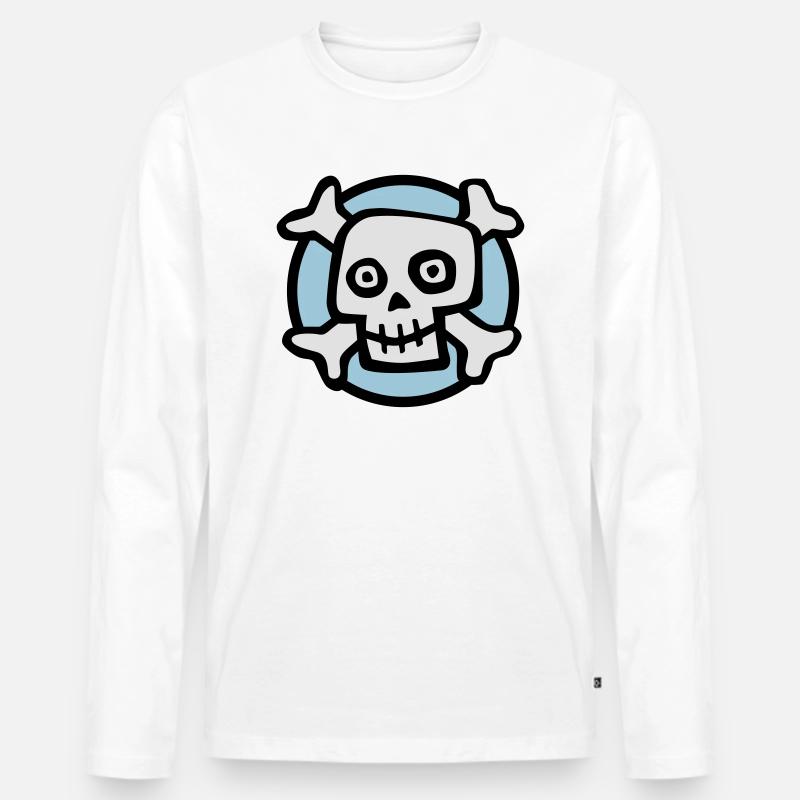 comic_skull_072011_b_3c - Männer Premium Bio Langarmshirt - Weiß