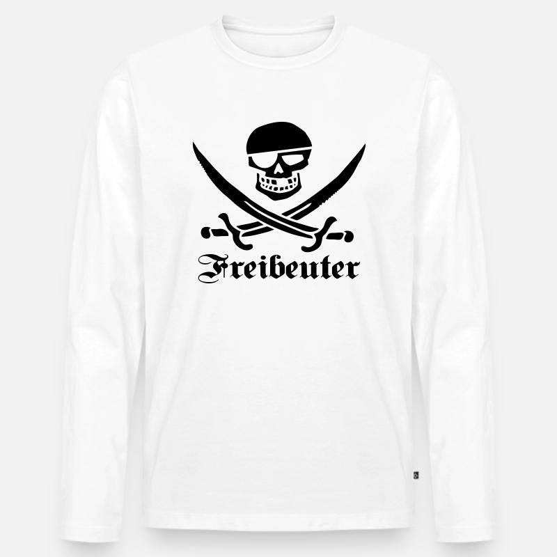 pirat - Männer Premium Bio Langarmshirt - Weiß