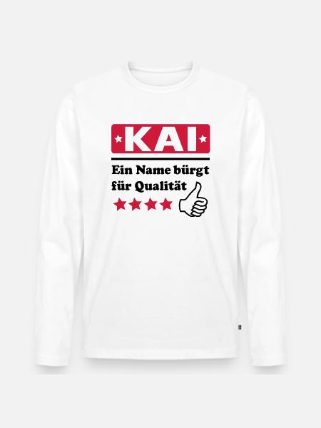 kai - Männer Premium Bio Langarmshirt - Weiß
