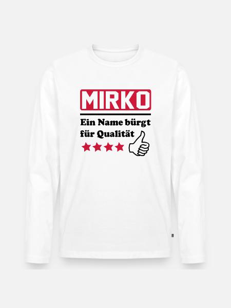mirko - Männer Premium Bio Langarmshirt - Weiß