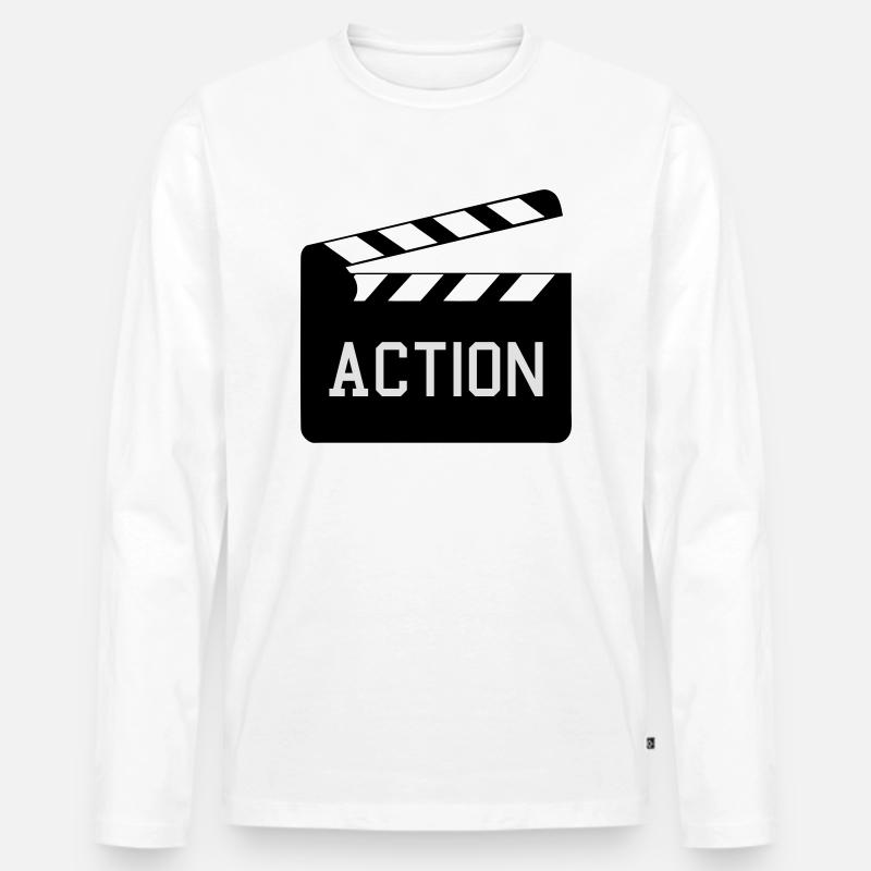 Action - Männer Premium Bio Langarmshirt - Weiß