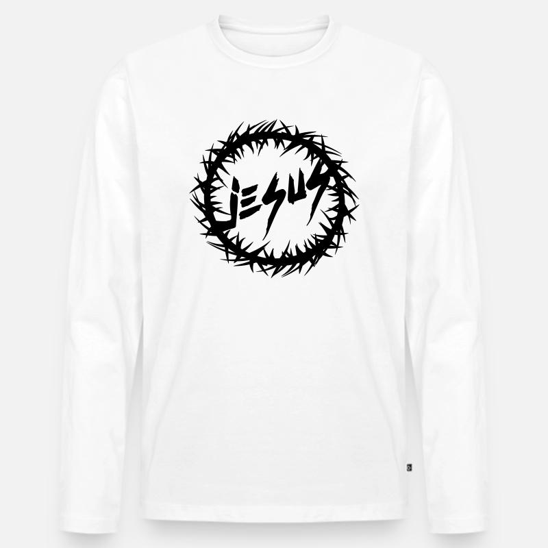 Text scripture ring crown crown jesus christ cool - Men's Premium Organic Long Sleeve Shirt - white