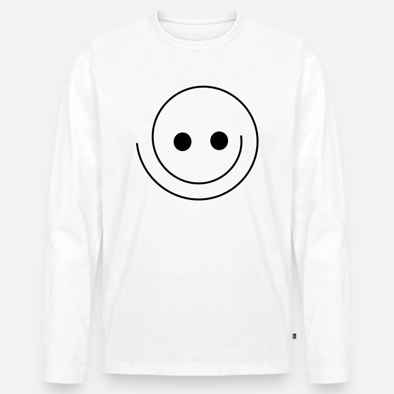 Smiley - Männer Premium Bio Langarmshirt - Weiß