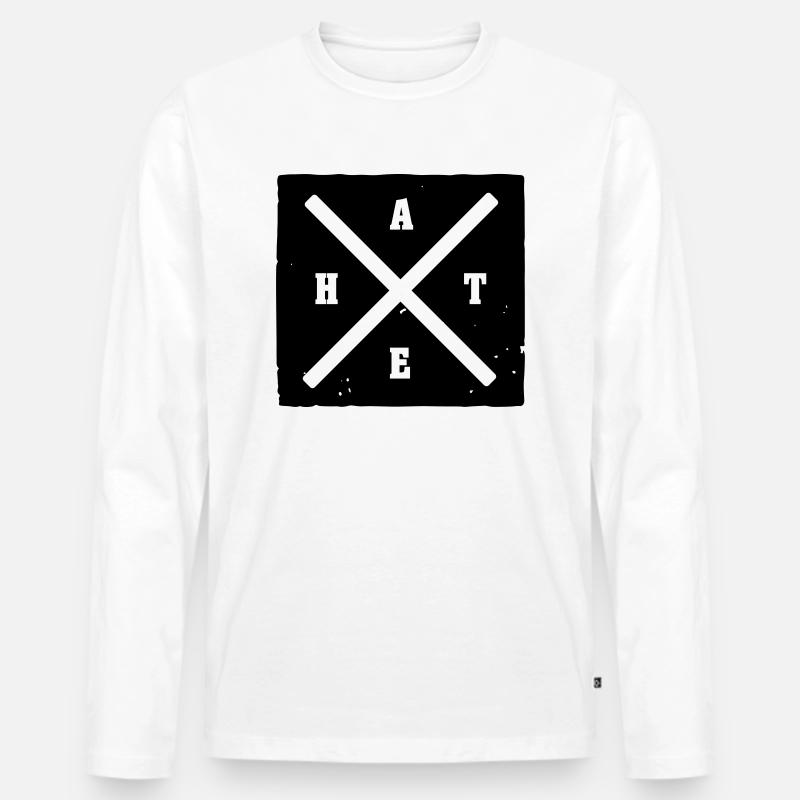 Hate - Männer Premium Bio Langarmshirt - Weiß