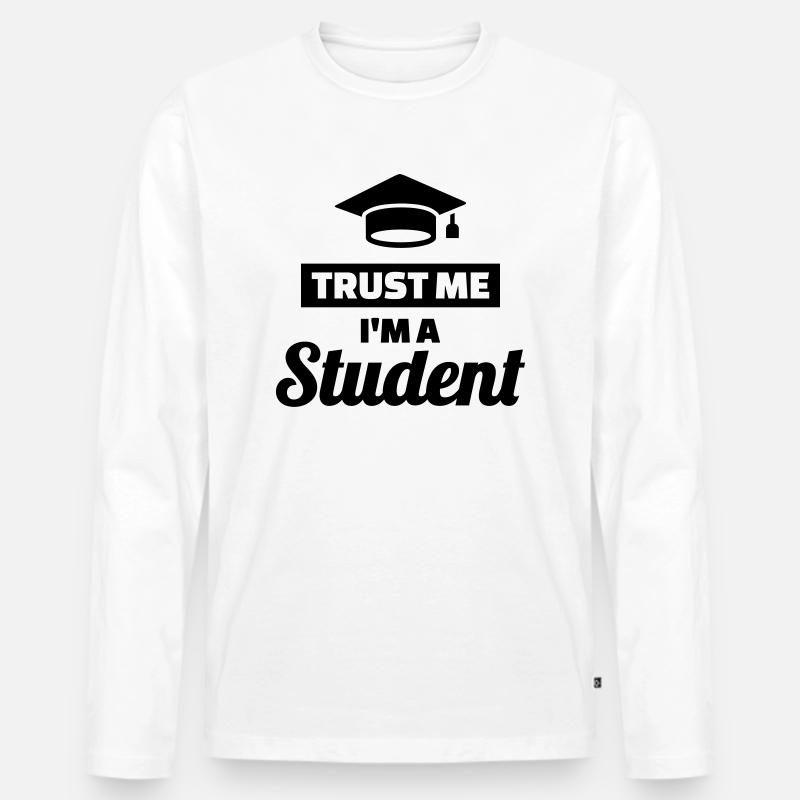 Student - Männer Premium Bio Langarmshirt - Weiß