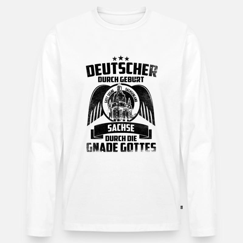SACHSE DURCH DIE GNADE GOTTES SACHSEN GESCHENK - Männer Premium Bio Langarmshirt - Weiß