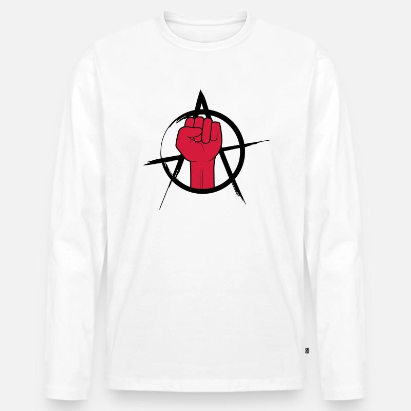 Faust Logo Anarchie Design - Männer Premium Bio Langarmshirt - Weiß