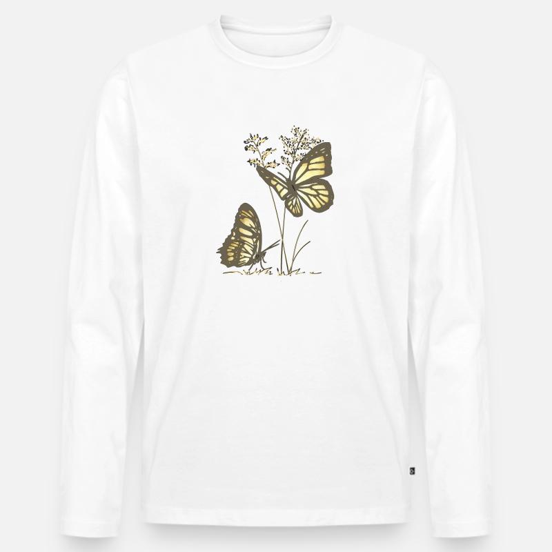 Schmetterlinge - Männer Premium Bio Langarmshirt - Weiß
