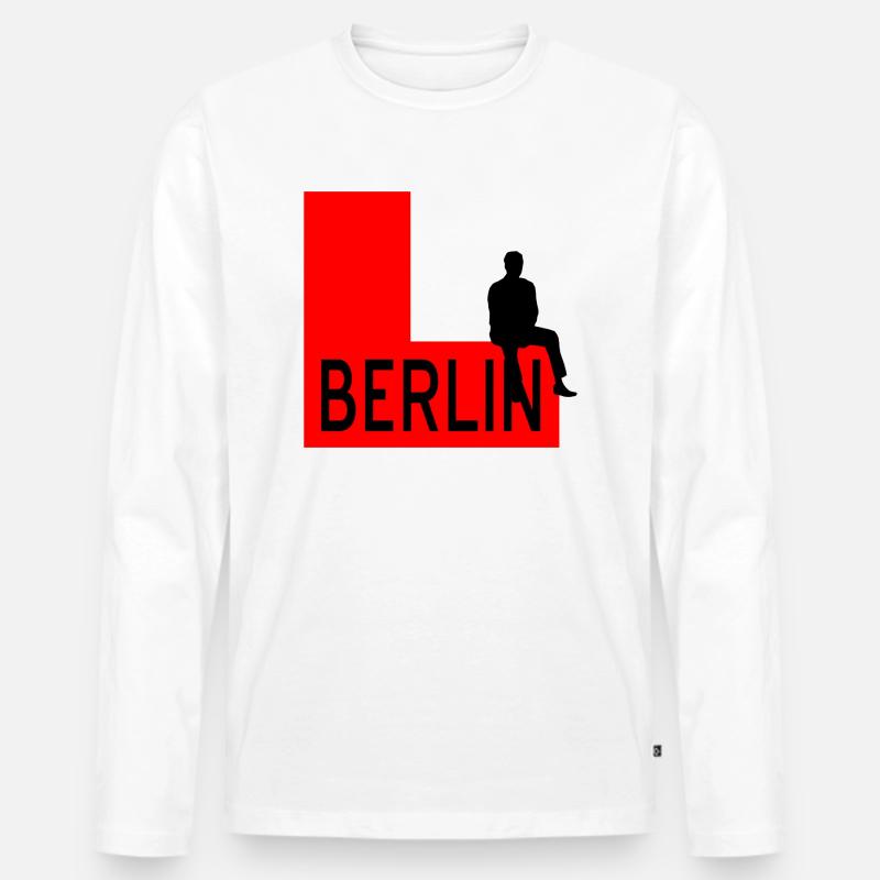 Berlin - Männer Premium Bio Langarmshirt - Weiß