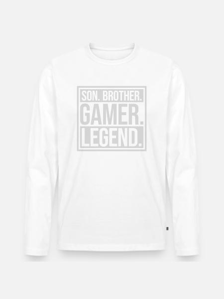 Son Brother Gamer Legend - Men's Premium Organic Long Sleeve Shirt - white