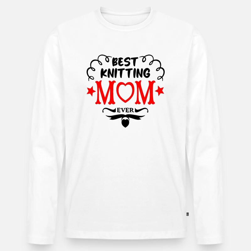 Beste Strickmutter aller Zeiten - Männer Premium Bio Langarmshirt - Weiß