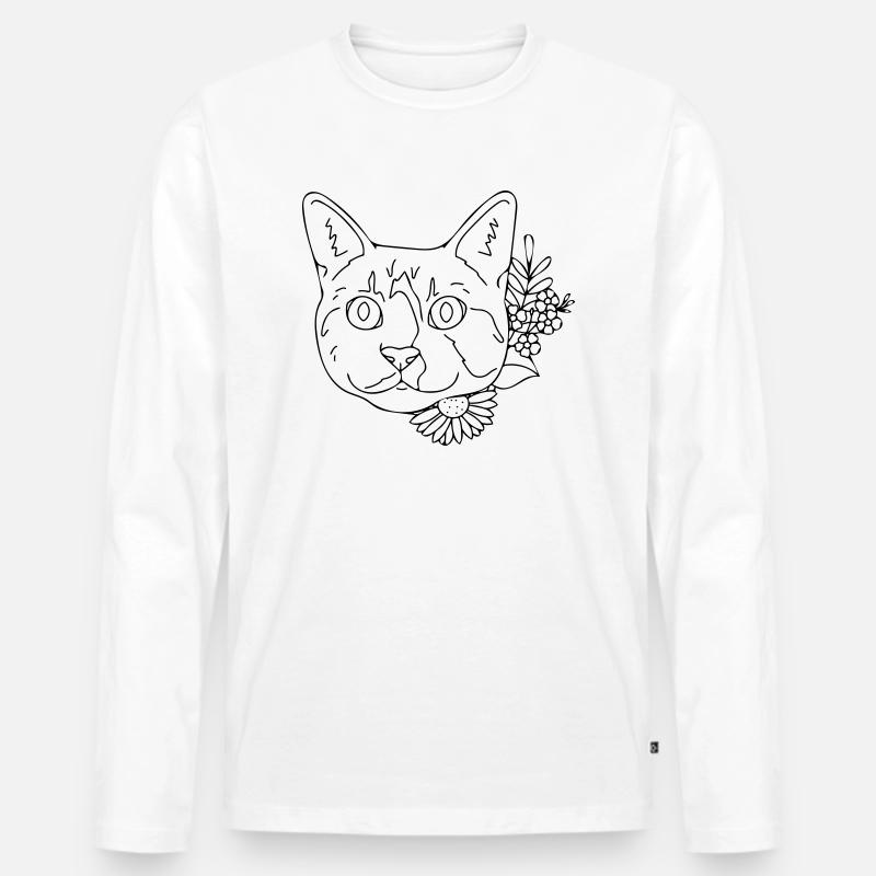 Katze - Männer Premium Bio Langarmshirt - Weiß