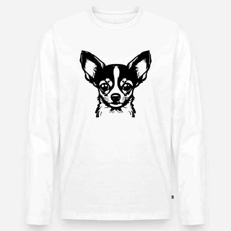 Oberhaupt von Chihuahua - Männer Premium Bio Langarmshirt - Weiß