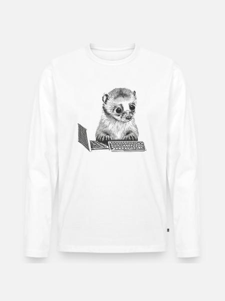 CUTE GEEK FERRET - Men's Premium Organic Long Sleeve Shirt - white