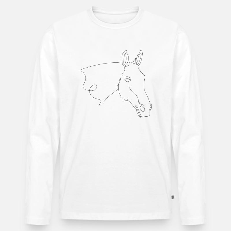 Pferdekopf Cocco - Männer Premium Bio Langarmshirt - Weiß