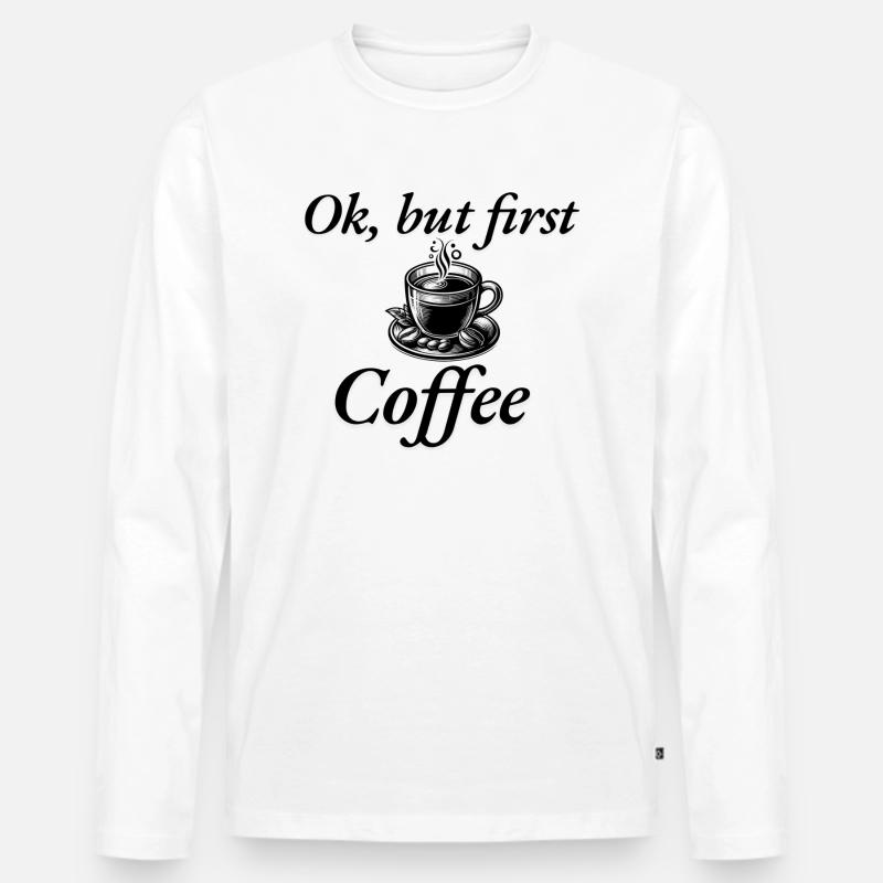 Coffee - Männer Premium Bio Langarmshirt - Weiß
