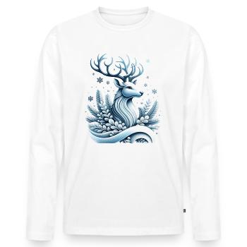 Rentier - Männer Premium Bio Langarmshirt - Weiß - Vorne - Nico (187cm)