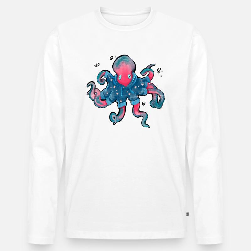 Weihnachtskrake - Männer Premium Bio Langarmshirt - Weiß