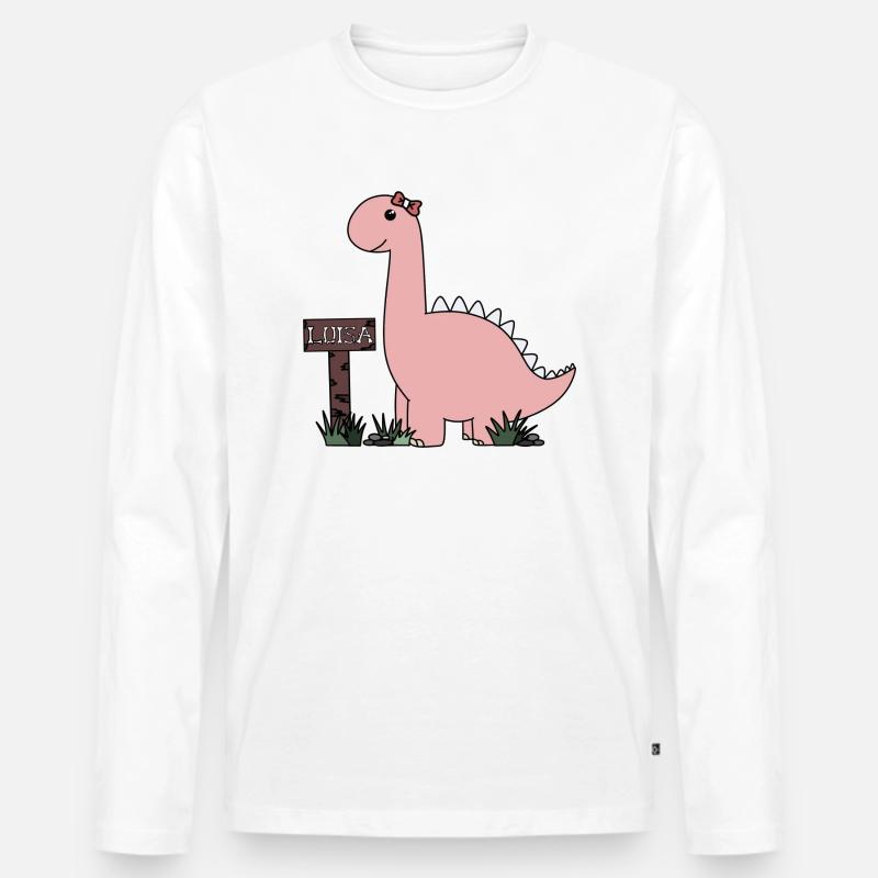 Dino Luisa - Männer Premium Bio Langarmshirt - Weiß