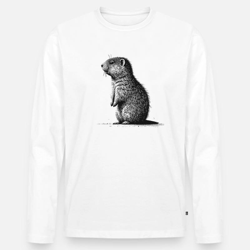 Murmeltier - Männer Premium Bio Langarmshirt - Weiß