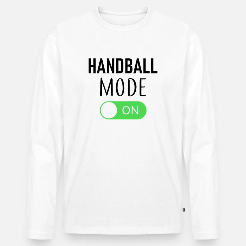 aaa Handball Mode On - Männer Premium Bio Langarmshirt - Weiß