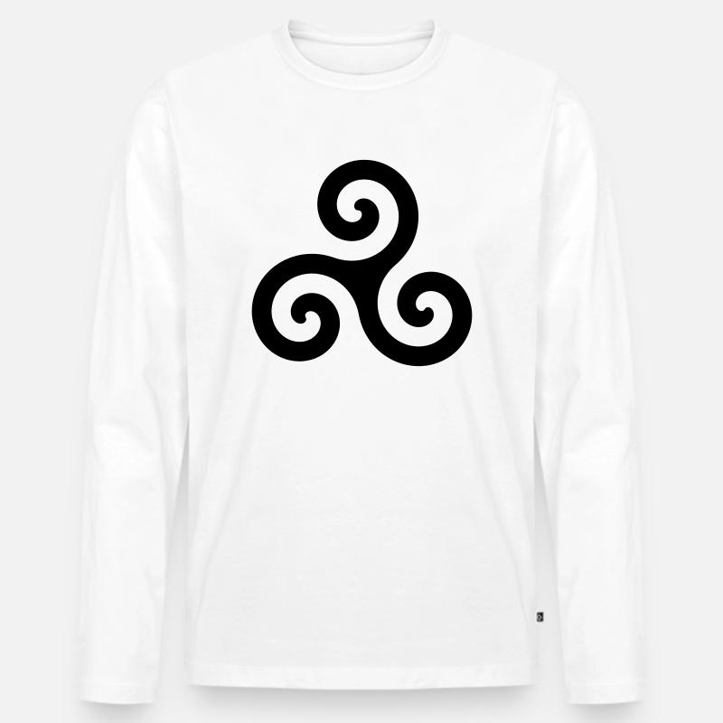 Triskele Symbol Spirale - Männer Premium Bio Langarmshirt - Weiß