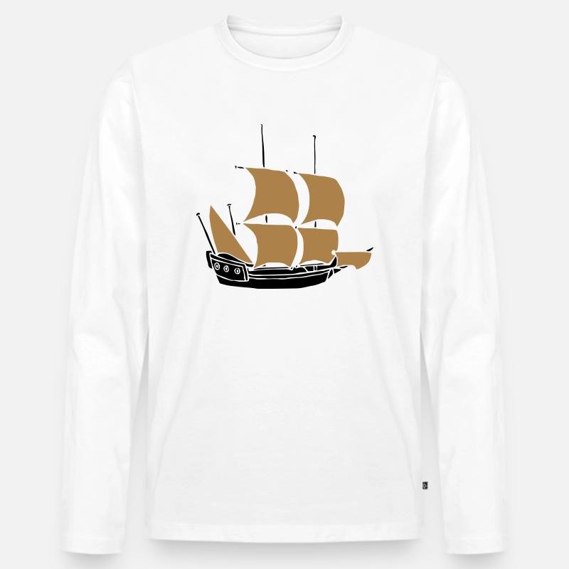 ship - Männer Premium Bio Langarmshirt - Weiß