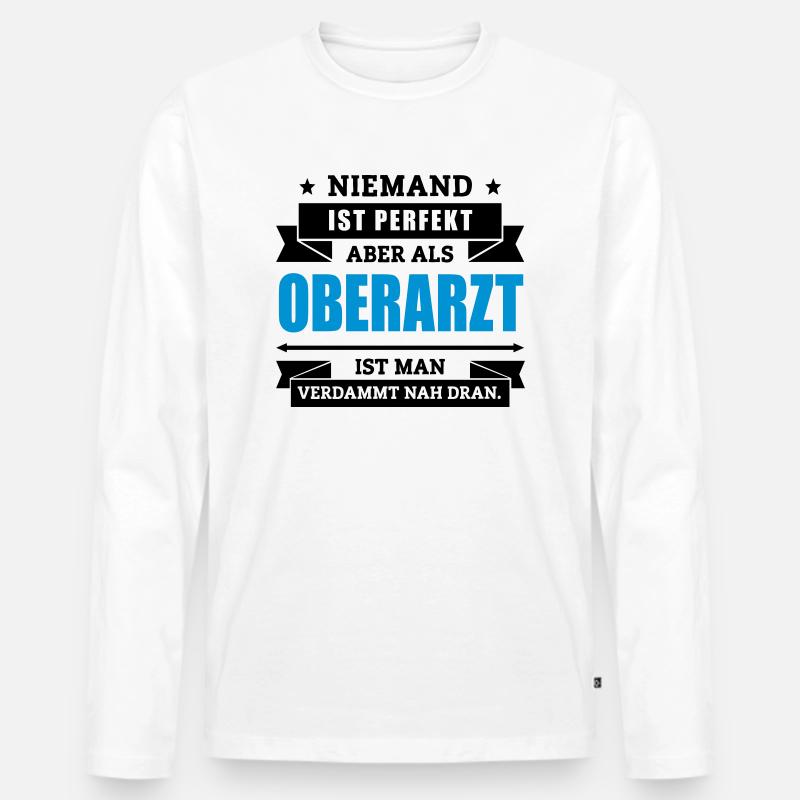 Funshirt Oberarzt - Männer Premium Bio Langarmshirt - Weiß