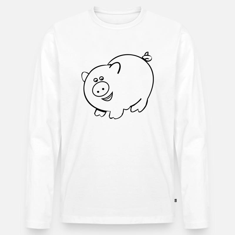 Schwein - Männer Premium Bio Langarmshirt - Weiß