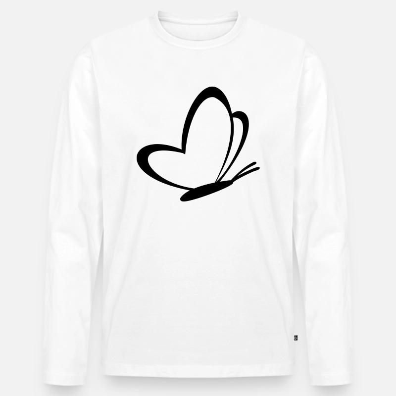 Liebe - Schmetterling Herz - Männer Premium Bio Langarmshirt - Weiß