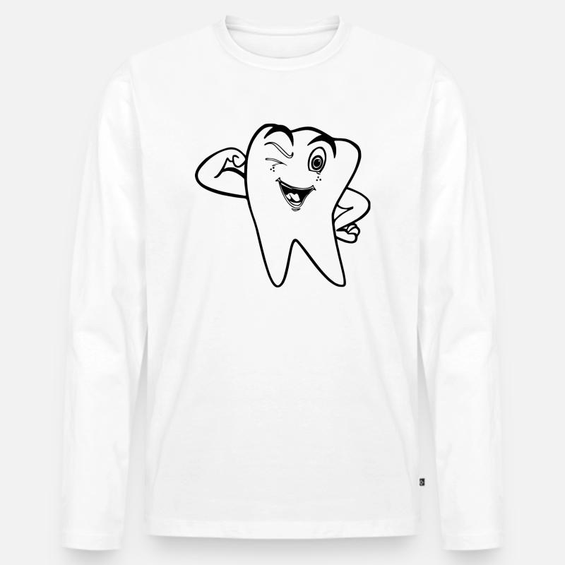 Zahn Arzt - Männer Premium Bio Langarmshirt - Weiß