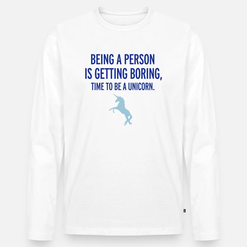 Unicorn - Männer Premium Bio Langarmshirt - Weiß