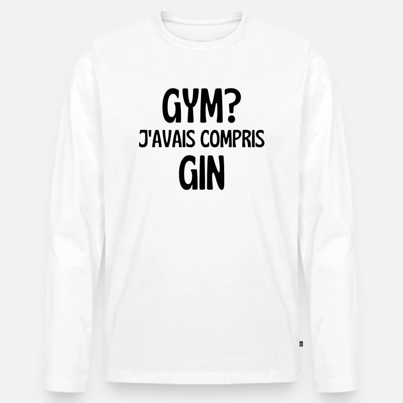 j'avais compris gin - T-shirt manches longues Premium bio Homme - blanc