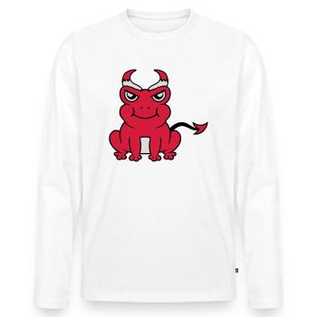 Démon grenouille Devil Horns - T-shirt manches longues Premium bio Homme - blanc - Devant - Nico (187cm)