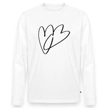 Herzen - Männer Premium Bio Langarmshirt - Weiß - Vorne - Nico (187cm)