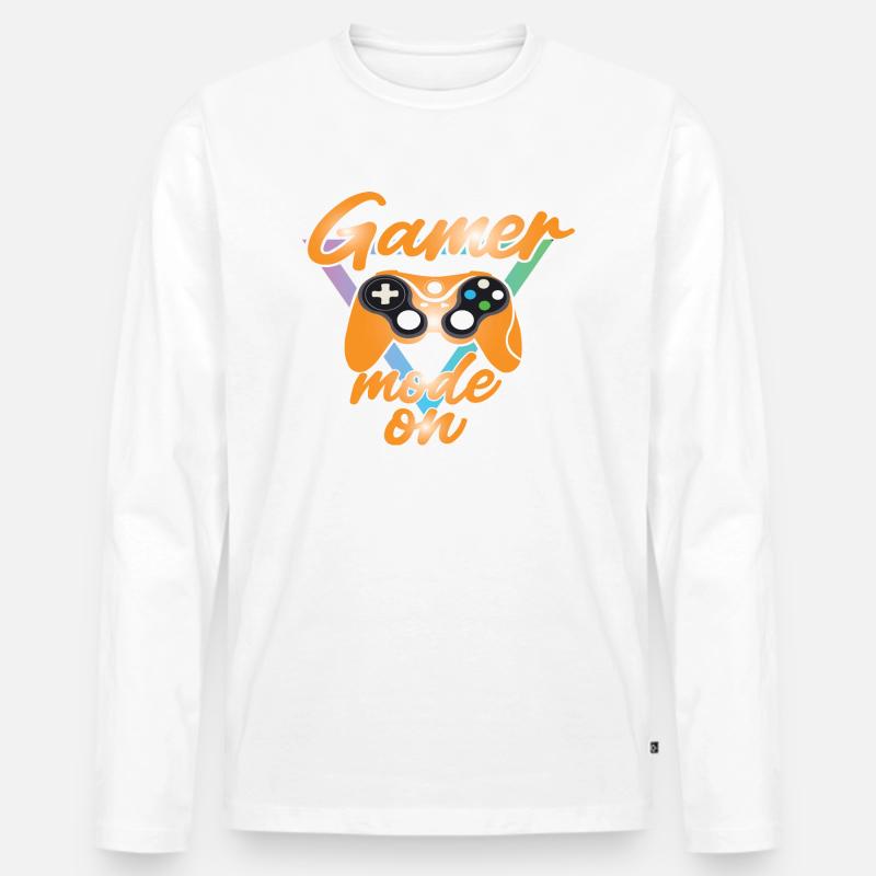 Gamer Mode On - Männer Premium Bio Langarmshirt - Weiß