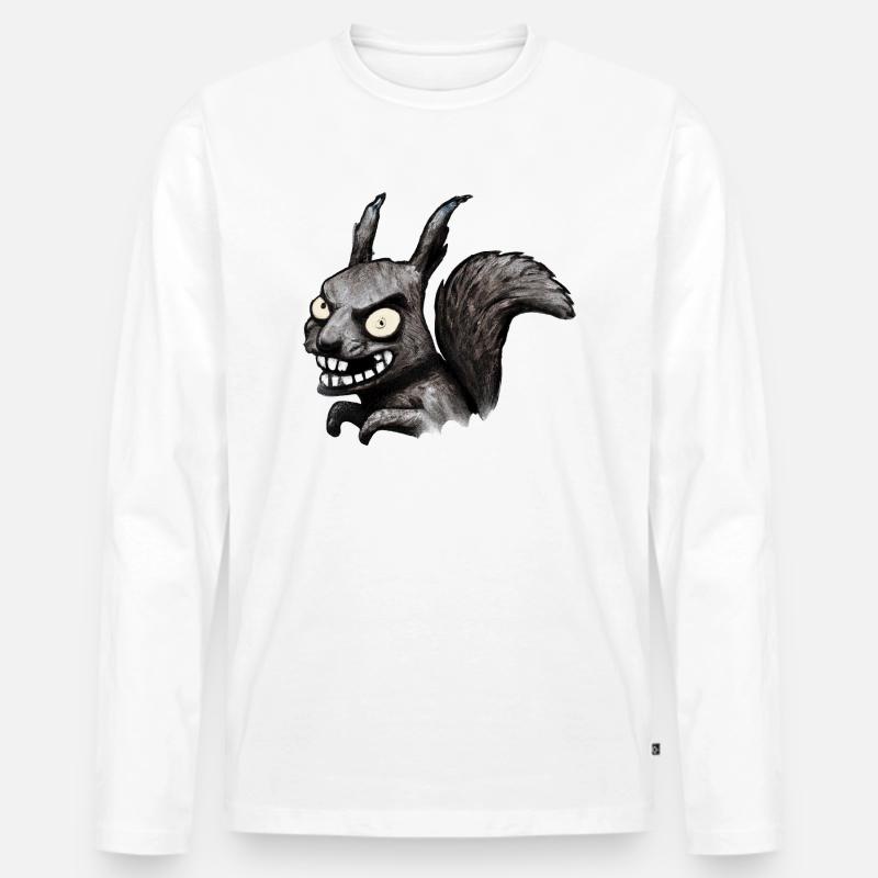 Böses Eichhörnchen - Männer Premium Bio Langarmshirt - Weiß
