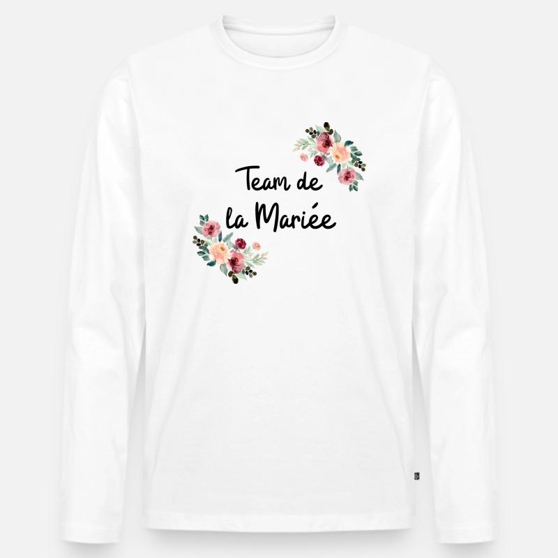 Braut Team Blumen - Männer Premium Bio Langarmshirt - Weiß