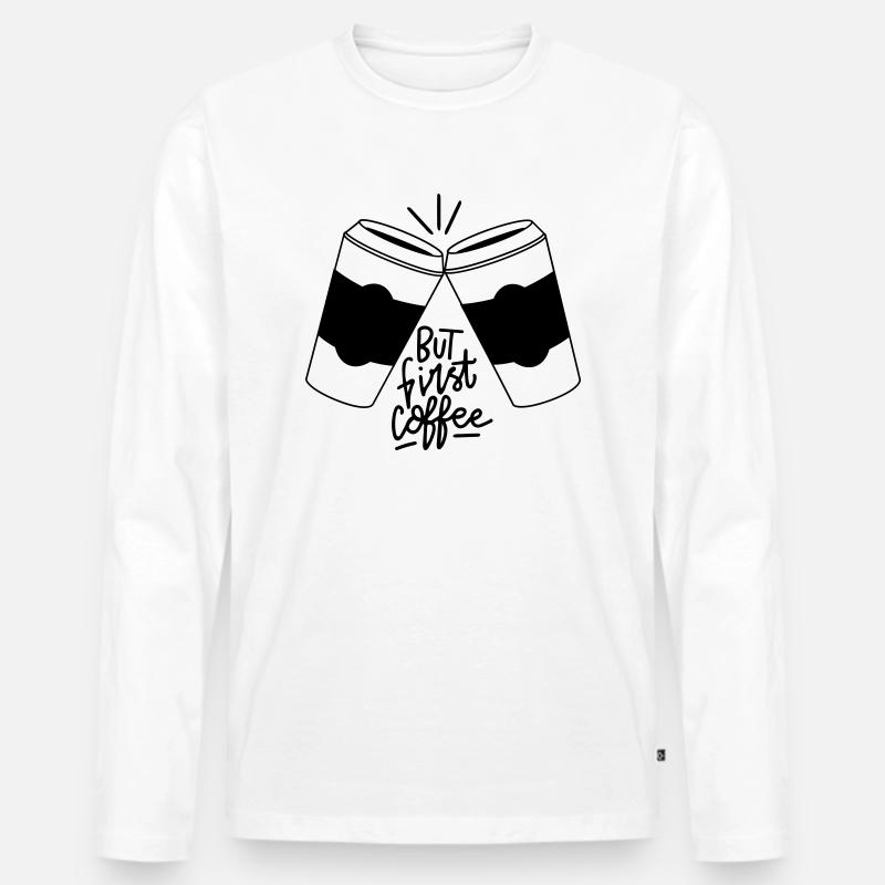 Kaffeezeit Doppelpack - Männer Premium Bio Langarmshirt - Weiß