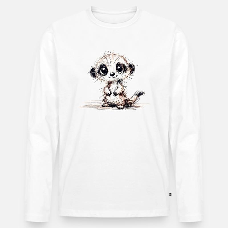 Erdmännchen - Männer Premium Bio Langarmshirt - Weiß