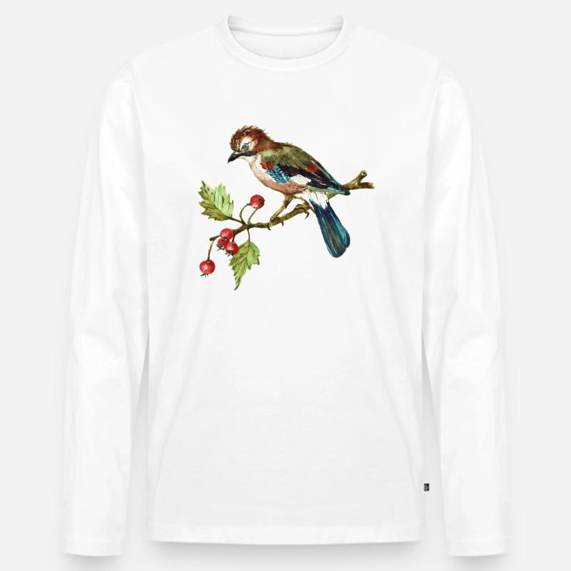 Bunter Vogel - Männer Premium Bio Langarmshirt - Weiß