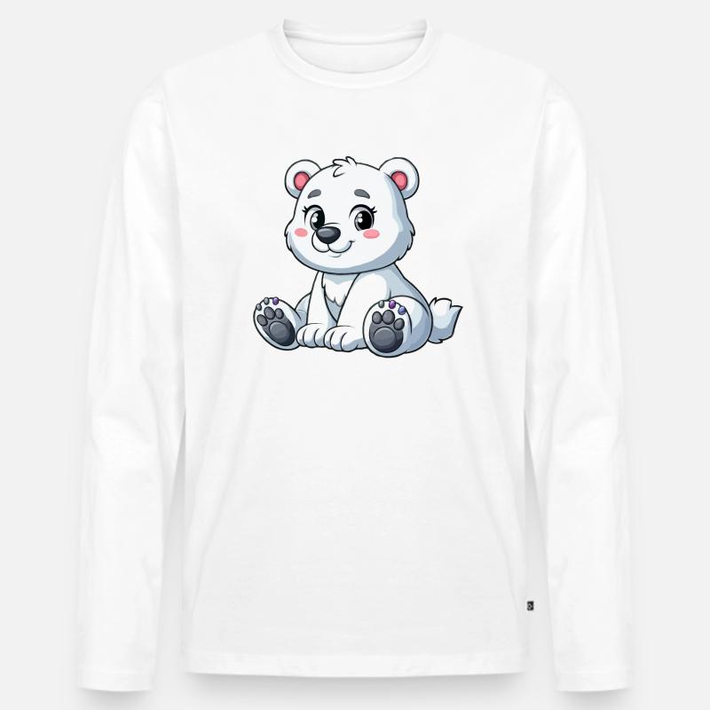 Mädchen Eisbär - Männer Premium Bio Langarmshirt - Weiß