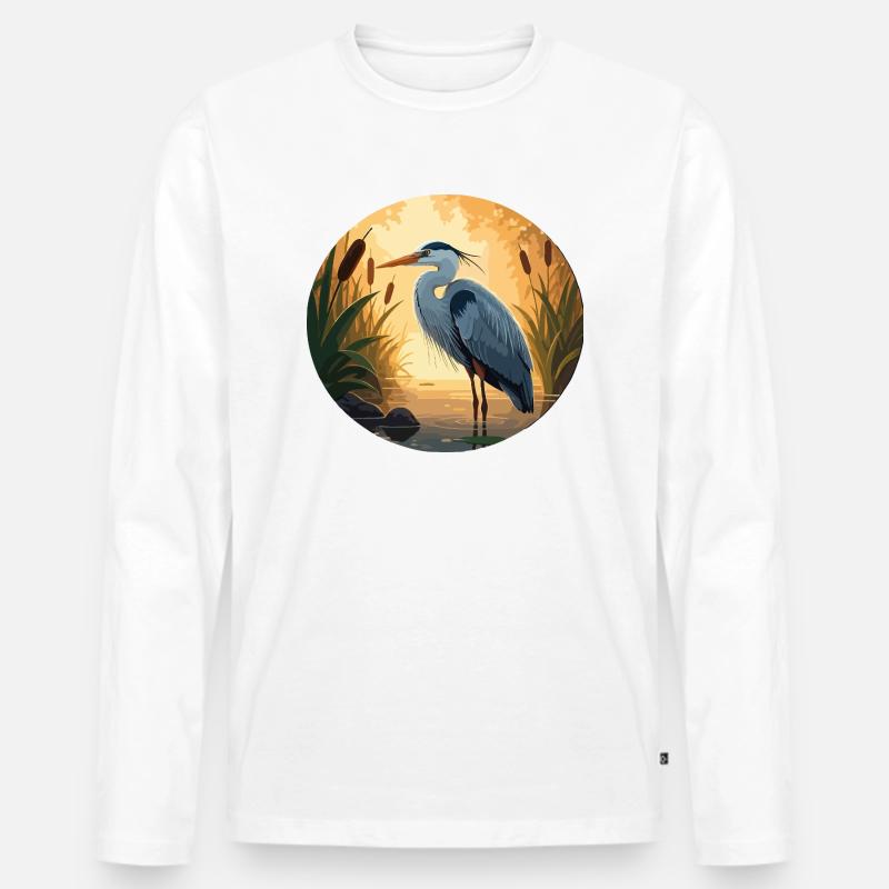 Blauer Reiher von Backlight - Männer Premium Bio Langarmshirt - Weiß