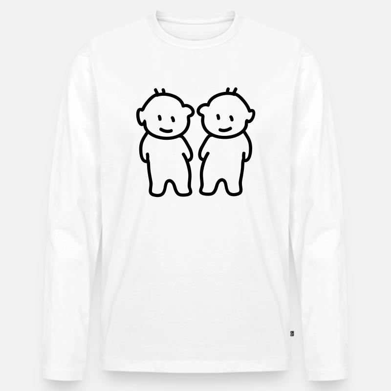 Zwillinge - Twins - Line - Männer Premium Bio Langarmshirt - Weiß