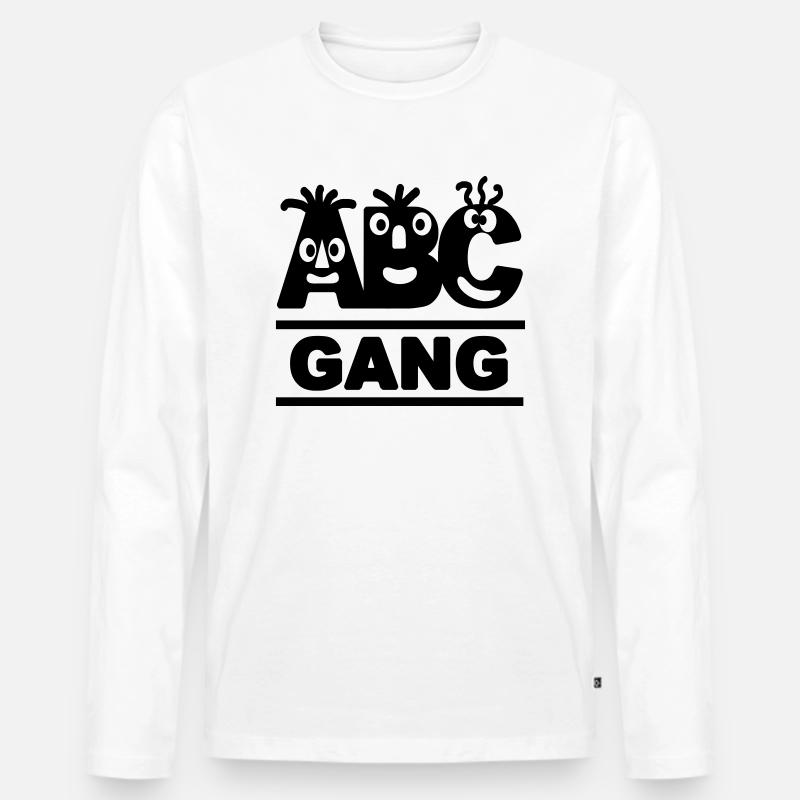 lustige ABC-GANG - Männer Premium Bio Langarmshirt - Weiß