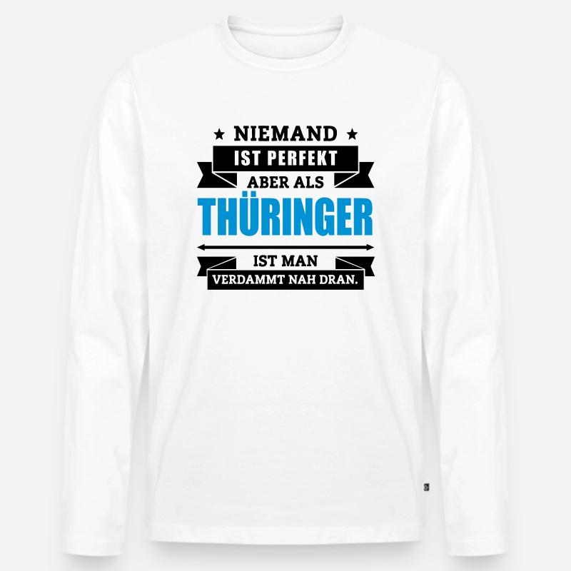 Funshirt Thüringer - Männer Premium Bio Langarmshirt - Weiß