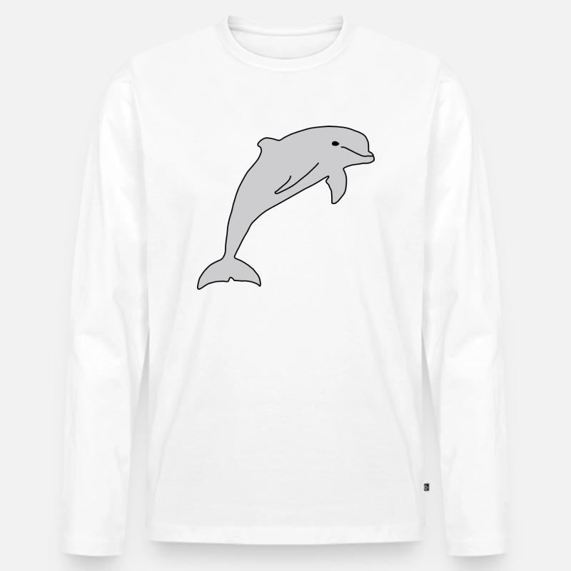 Dolphin - Männer Premium Bio Langarmshirt - Weiß